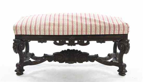 Appraisal: A Renaissance Revival Style Tabouret having a rectangular upholstered seat