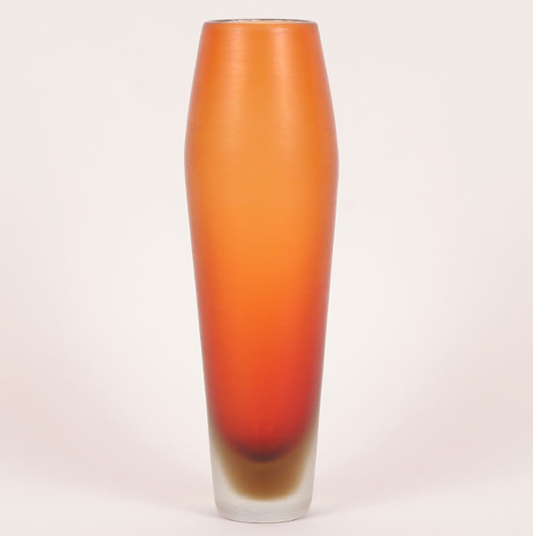 Appraisal: Tall Venini Inciso Murano art glass orange vase three line