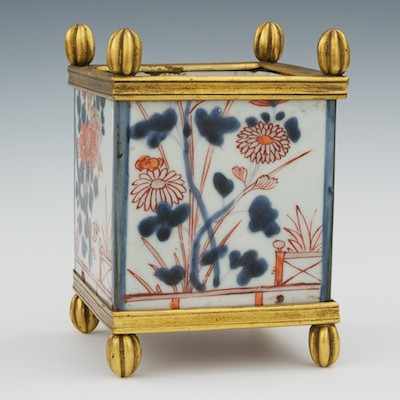 Appraisal: Chinese Imari Porcelain Ormolu Vase Yongzheng Period - Square in