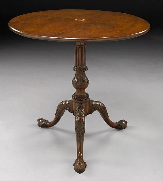 Appraisal: A George III mahogany tilt top tea table second half