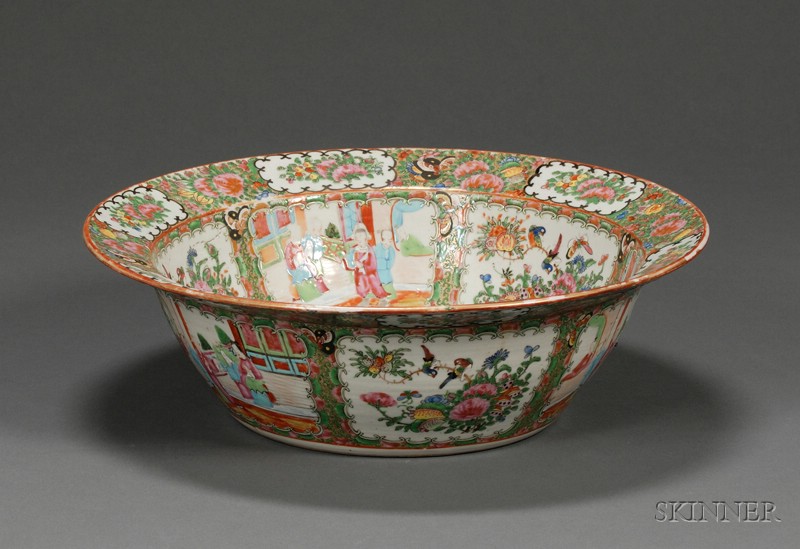 Appraisal: Rose Medallion Porcelain Basin China mid- th century gilt and