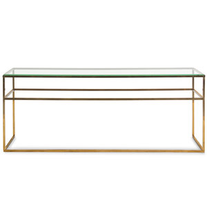 Appraisal: A Lacquered Brass and Glass Console Table th Century Height