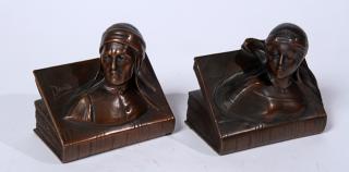 Appraisal: Pair of Beatrice hollow bronze Art Nouveau bookends x x