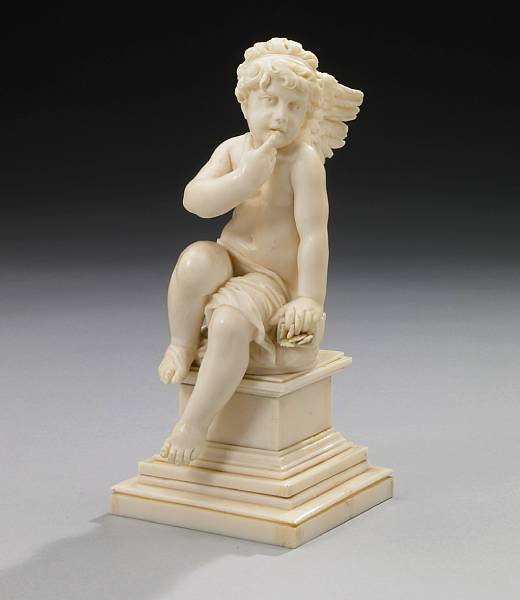 Appraisal: A Continental carved ivory figure of Cupid late th century