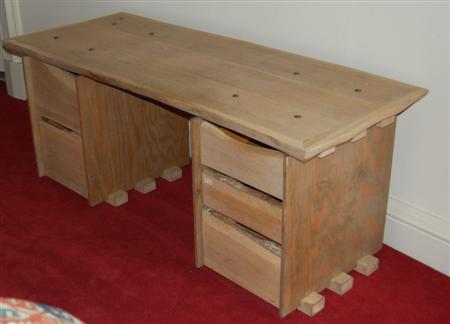 Appraisal: OAK TWIN PEDESTAL DESK DESIGNED BY CHRISTOPHER NEVILE AND JUSTIN