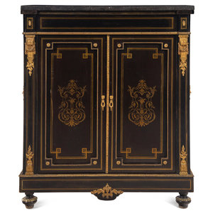 Appraisal: A Napoleon III Gilt Bronze Mounted Ebonized Marble-Top Meuble d