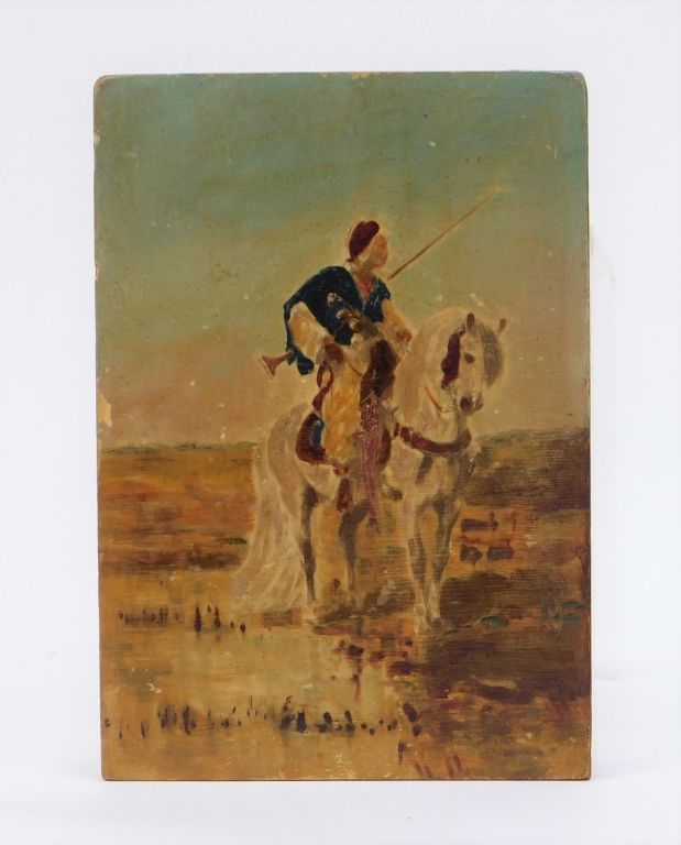 Appraisal: C ORIENTALIST MINIATURE GENRE PAINTING United States th CenturyDepicts a