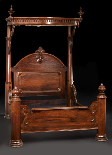 Appraisal: American Rococo Revival Rosewood Half-Tester Bed third quarter th century