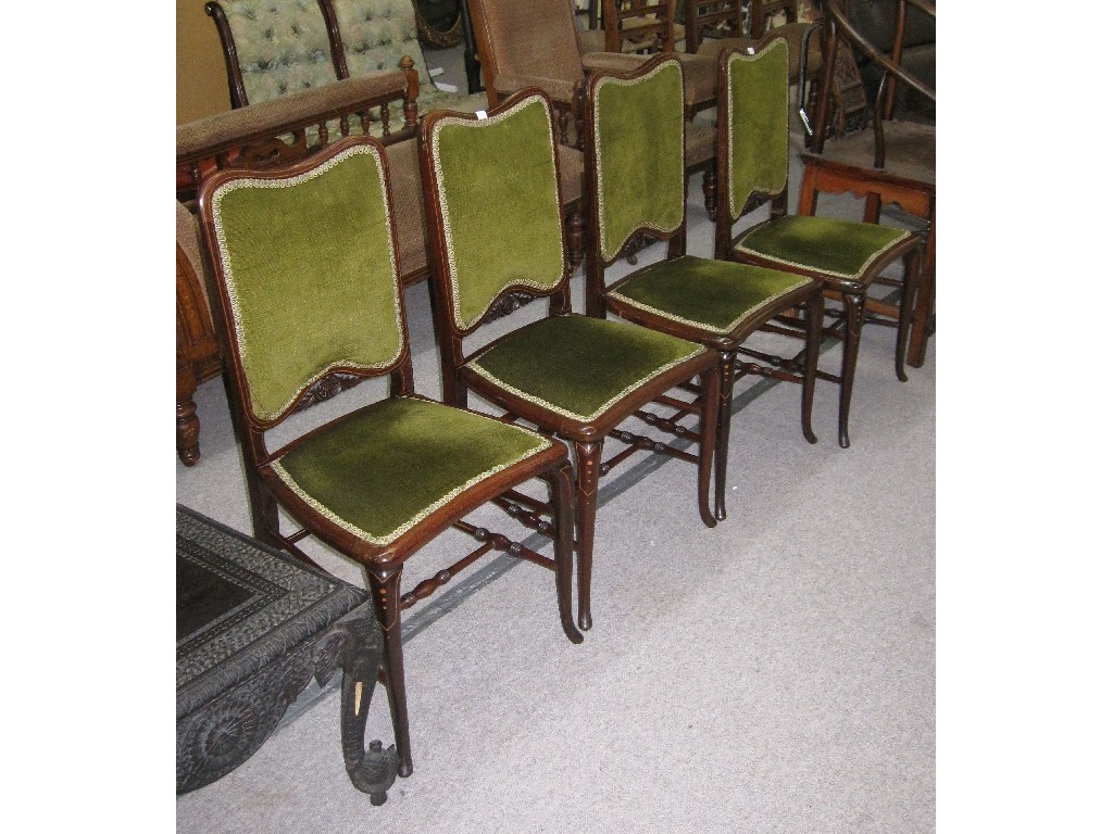 Appraisal: Set of four Edwardian fruitwood parlour chairs