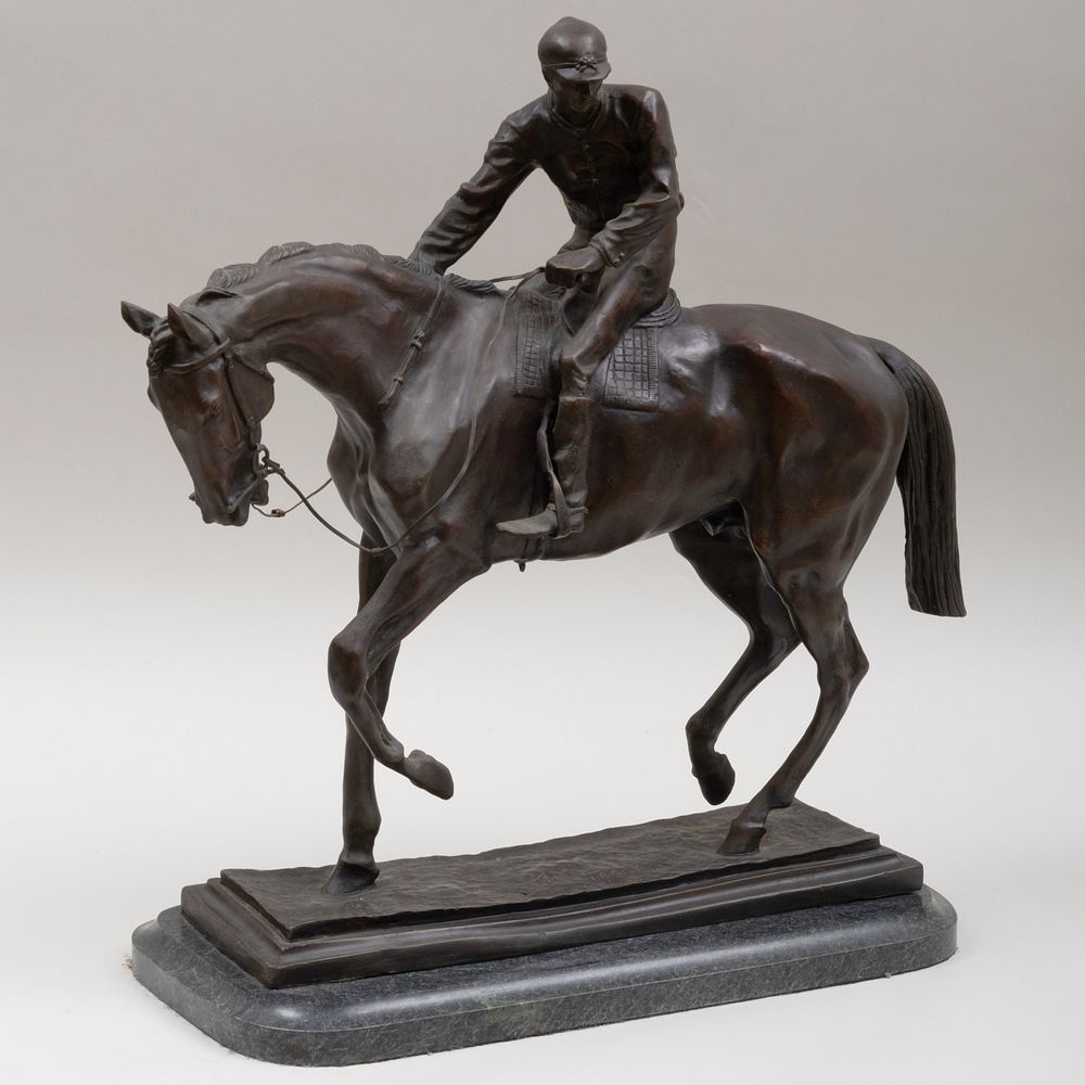 Appraisal: After Isidore Jules Bonheur - Horse and Rider Bronze signed