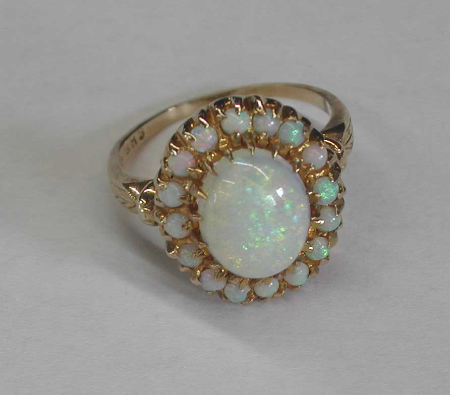 Appraisal: American Ten-Karat Yellow Gold and Opal Lady's Ring ca composed