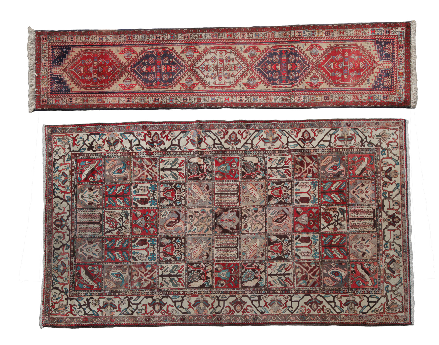 Appraisal: TWO ORIENTAL RUGS Second half- th century Hamadan runner with