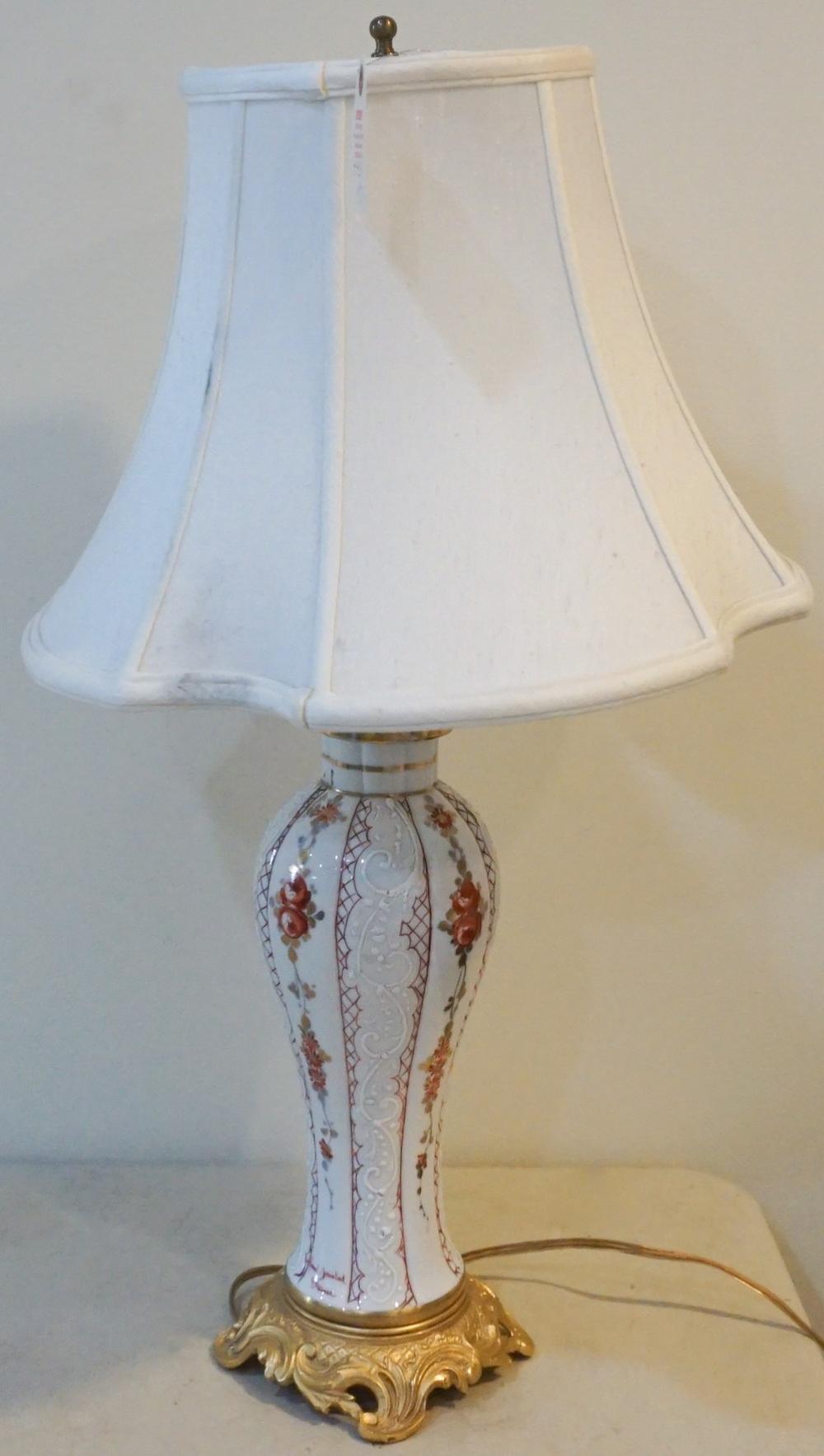 Appraisal: FRENCH SAMSON-TYPE PORCELAIN TABLE LAMP H OVERALL IN CM French