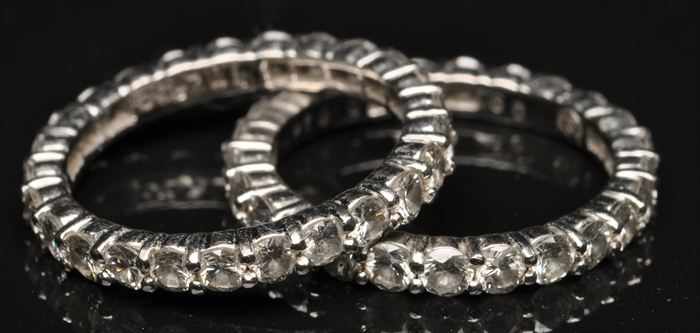 Appraisal: PAIR OF PLATINUM AND DIAMOND BANDS Stamped each size