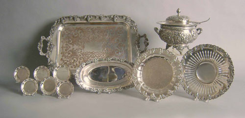 Appraisal: Twelve pieces of grape pattern silver plate