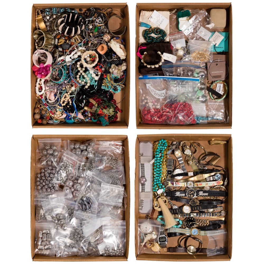 Appraisal: COSTUME JEWELRY WATCH AND BEAD ASSORTMENTApproximately pounds of jewelry including