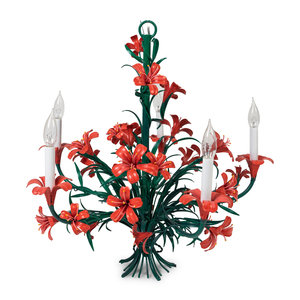 Appraisal: A Tole Five-Light Painted Chandelier in the form of a