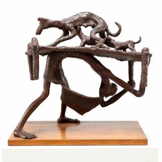 Appraisal: Ratilal Kansodaria Indian b Innoxious Movement bronze sculpture of a