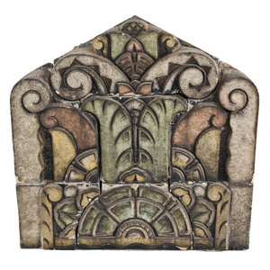 Appraisal: A Polychrome Enameled Terra Cotta Central Cornice Panel from the