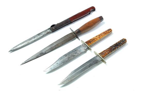 Appraisal: GROUP OF FOUR KNIVES England Europe th century Two are