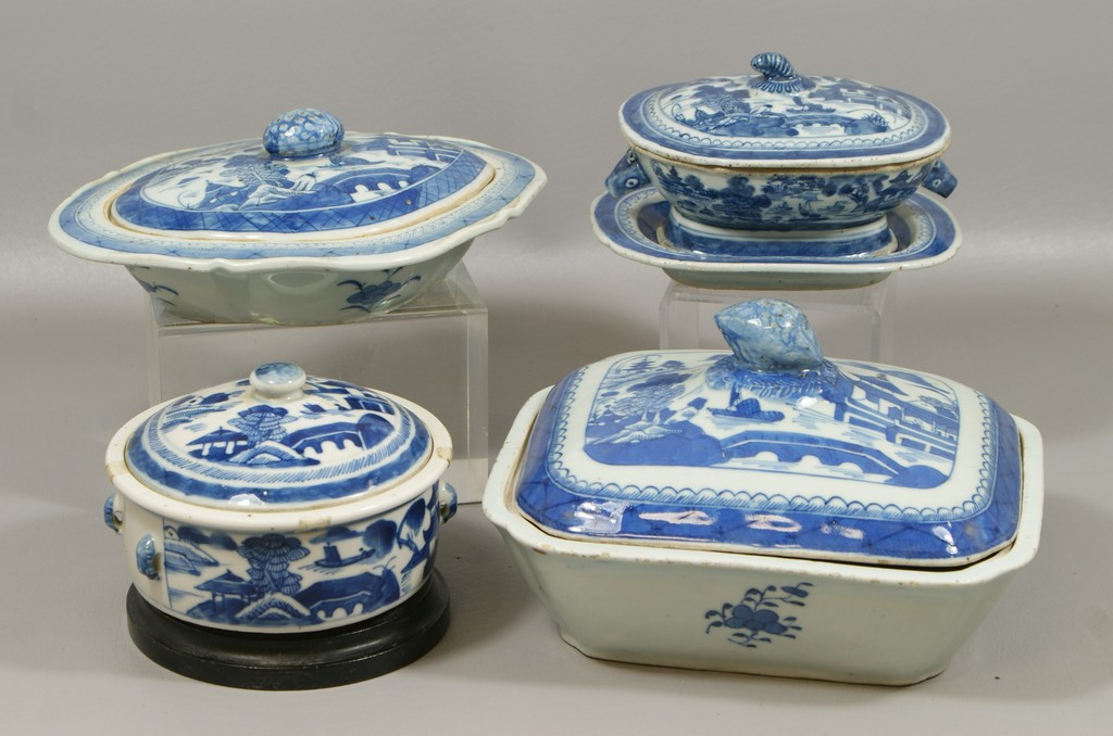 Appraisal: pcs Chinese Export Canton Porcelain to include a rectangular covered