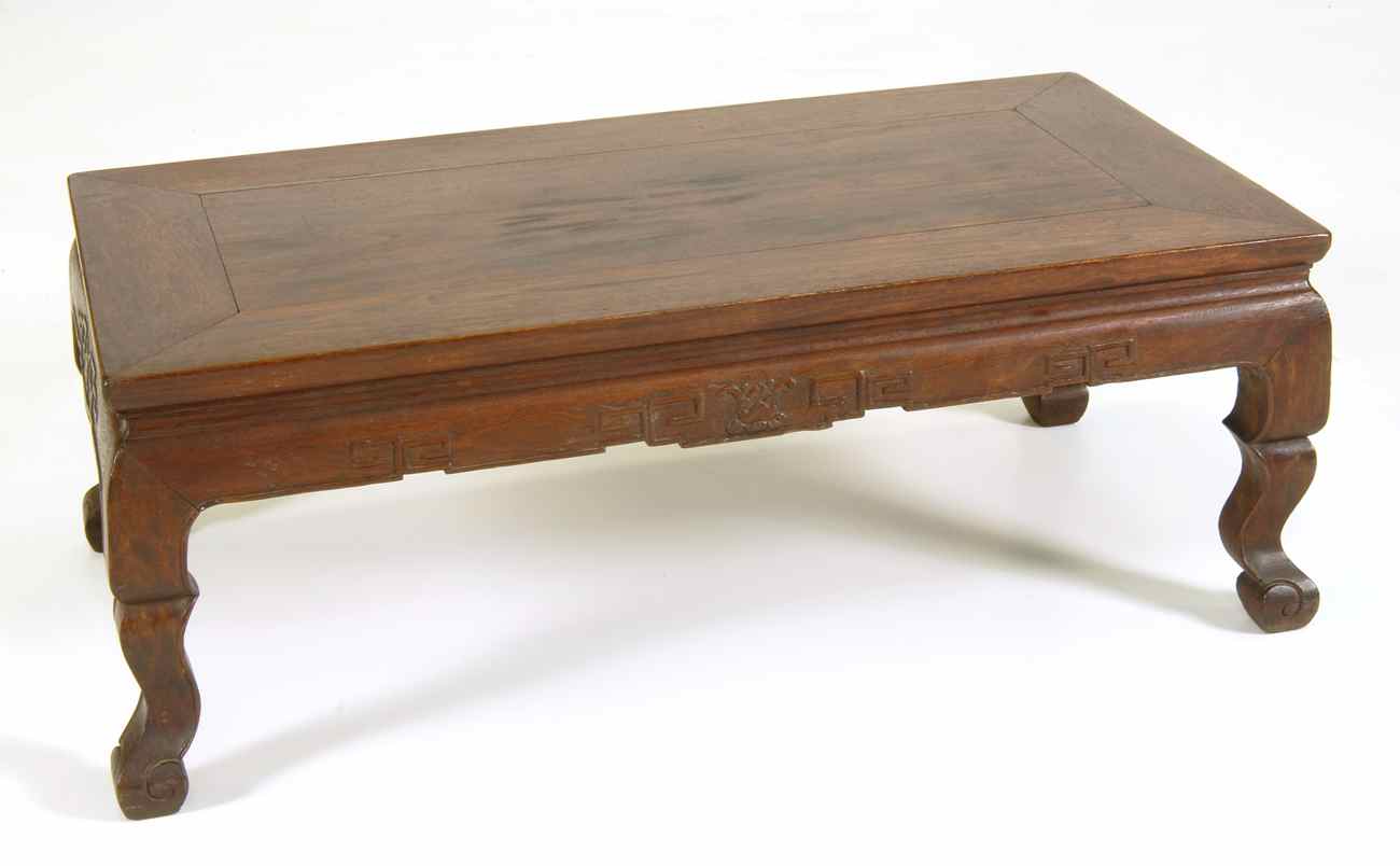 Appraisal: CHINA TRADE CARVED WOODEN LOW TABLE Circa In rectangular form