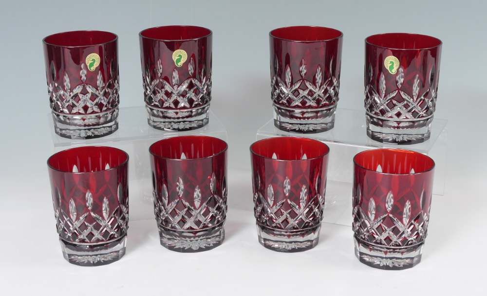 Appraisal: WATERFORD CRYSTAL RED LISMORE Set of Double Old Fashioned ''