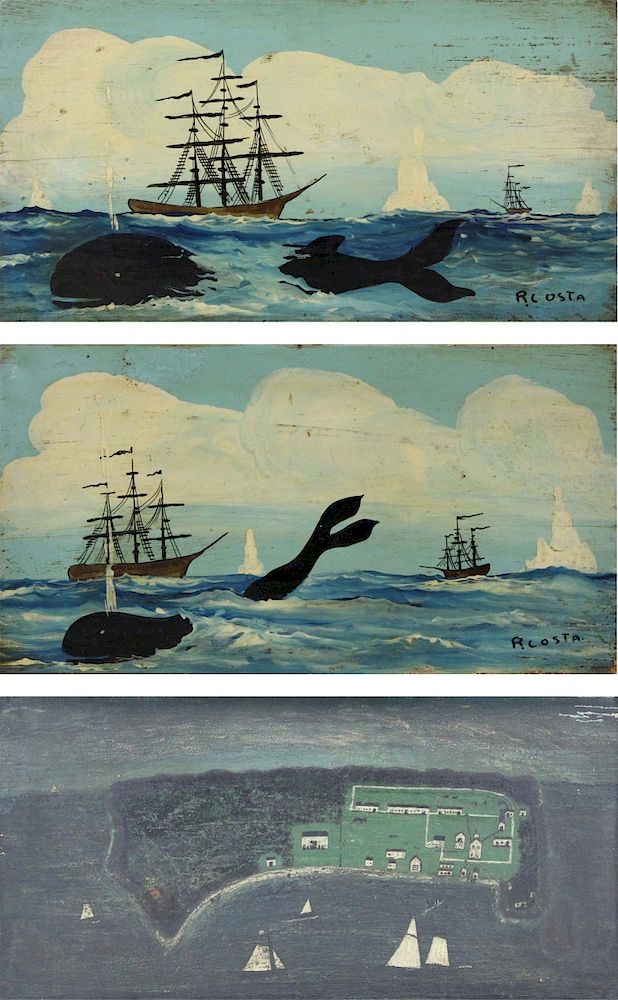 Appraisal: LOT of Three Naive Maritime Scenes To include Two R