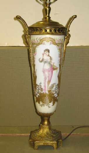 Appraisal: SEVRES STYLE ORMOLU MOUNTED URN Tapered body with two gilt