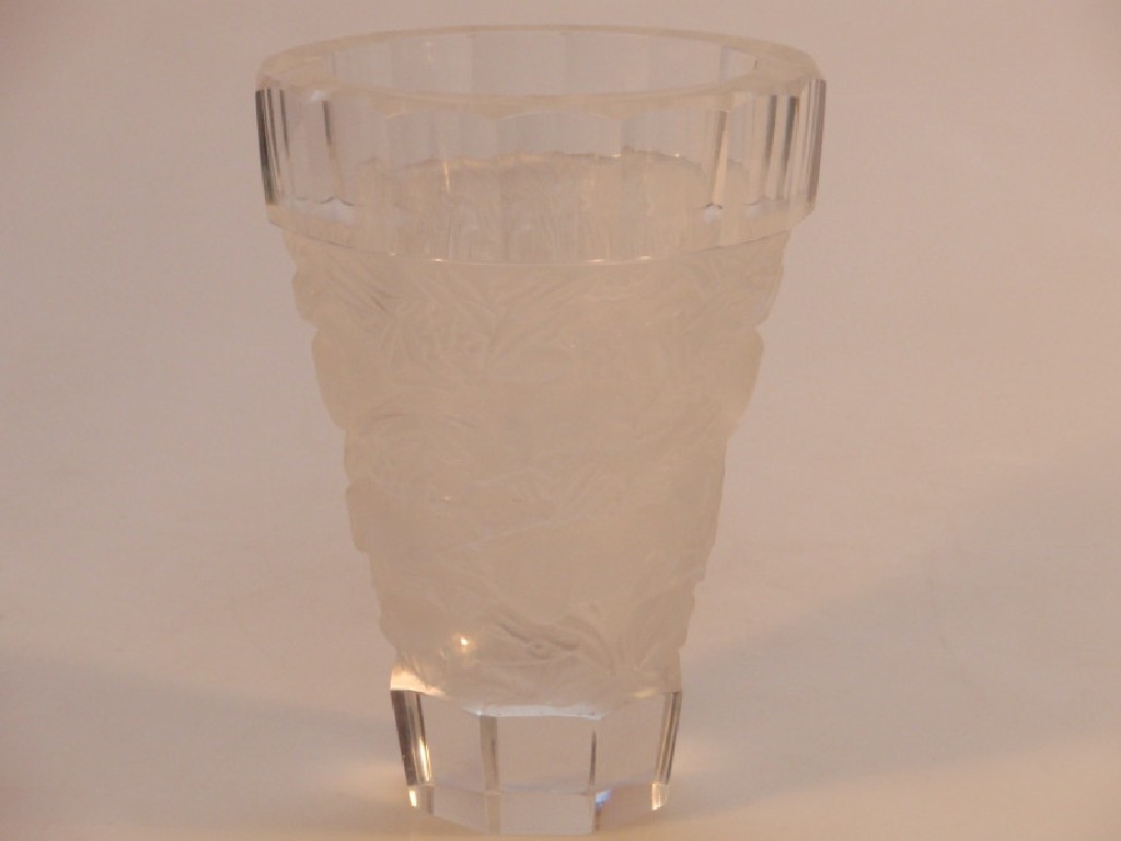 Appraisal: An Art Deco style heavy glass conical vase with an