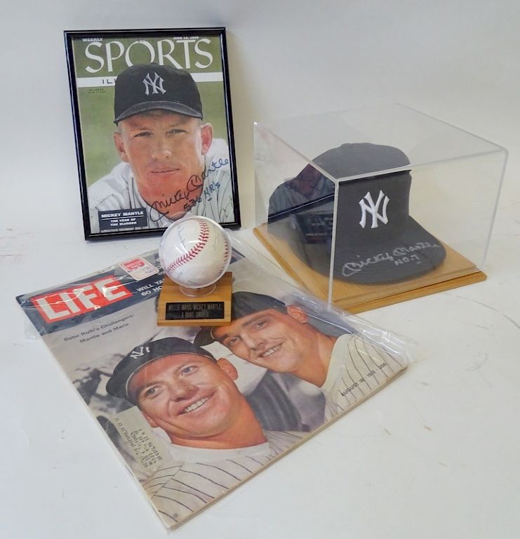 Appraisal: Collection of Three Rare Mickey Mantle Autographed This collection features