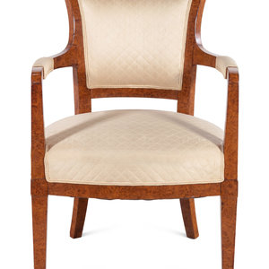 Appraisal: A Baltic Amboyna Veneered Armchair Circa Height x width x