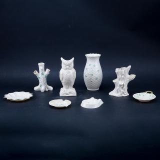 Appraisal: Collection of Miscellaneous Belleek Porcelain Tablewares Includes vases trinket dishes