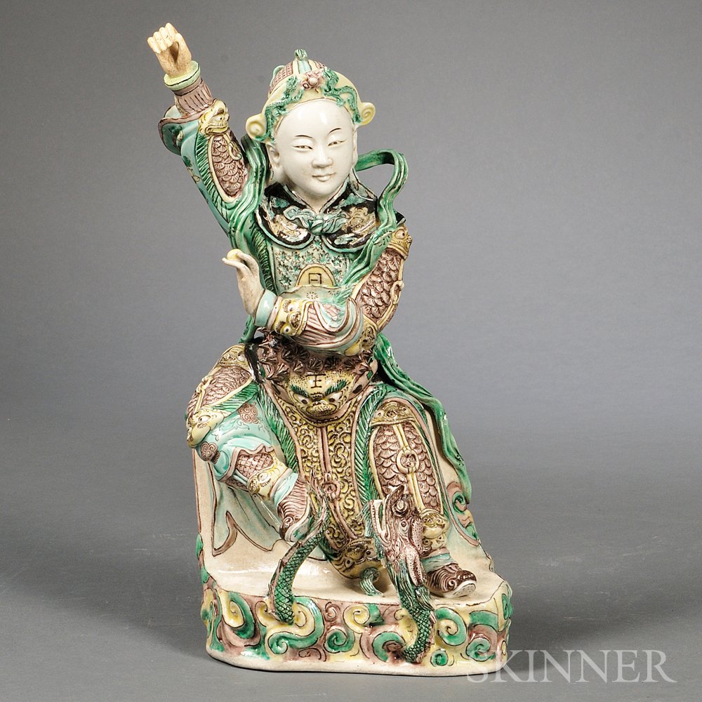 Appraisal: Famille Verte Porcelain Figure of Guan Yu China depicted seated