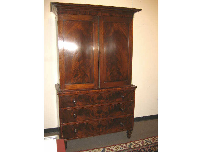 Appraisal: ENGLISH TH CENTURY MAHOGANY LINEN PRESS Flat top over the