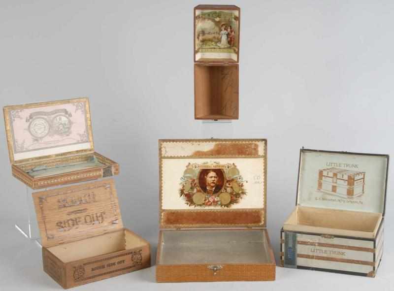 Appraisal: Lot of Cigar Boxes Description Includes s Coffin Style from