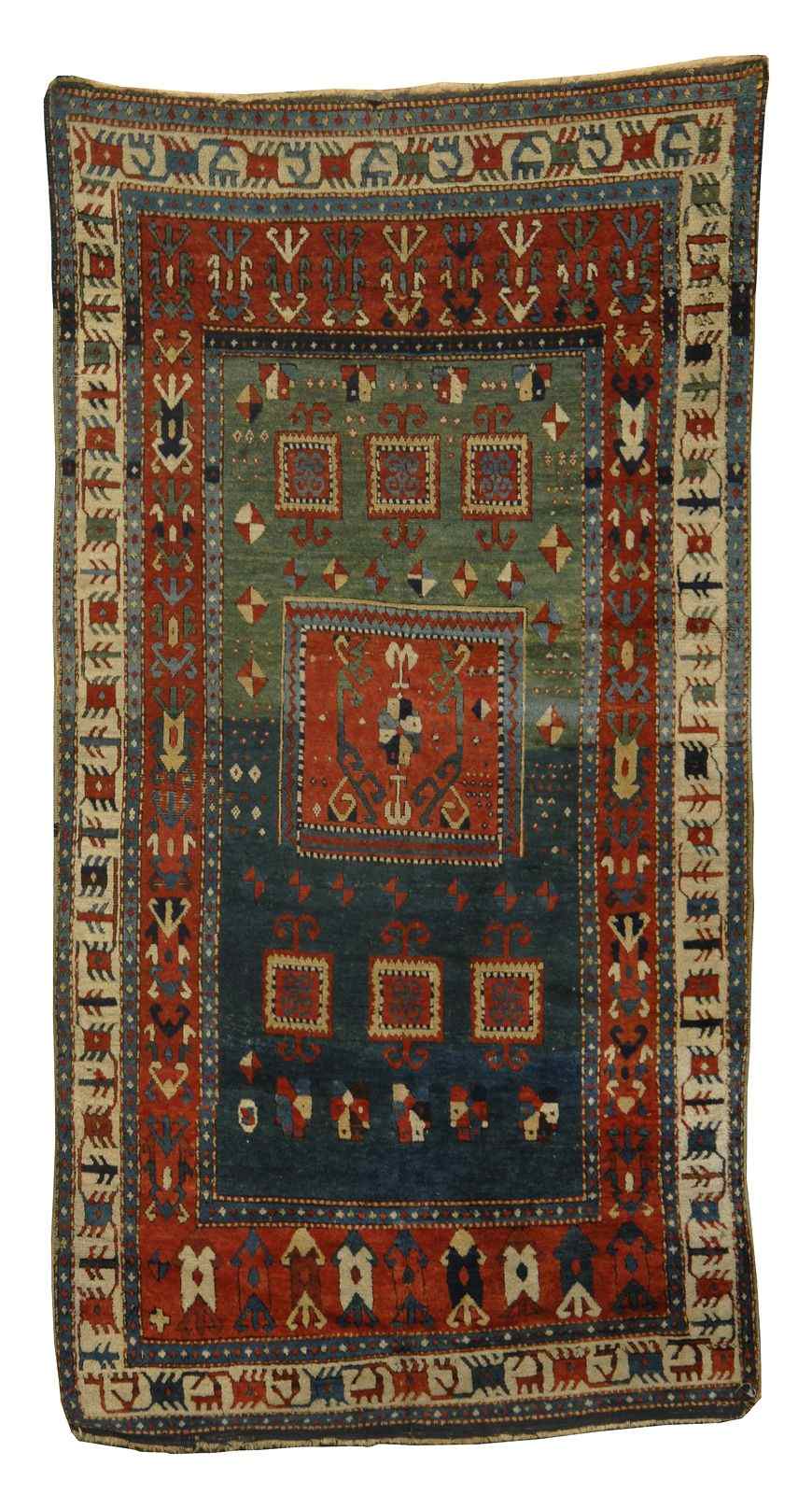 Appraisal: ORIENTAL RUG KARACHOPH KAZAK ' x ' '' Abrashed blue