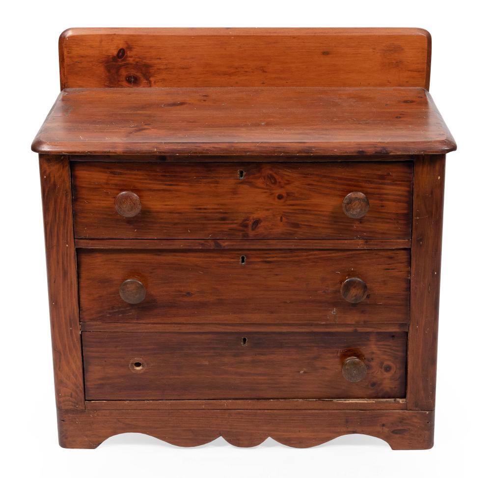 Appraisal: DIMINUTIVE THREE-DRAWER COTTAGE BUREAU EARLY TH CENTURY HEIGHT WIDTH DEPTH