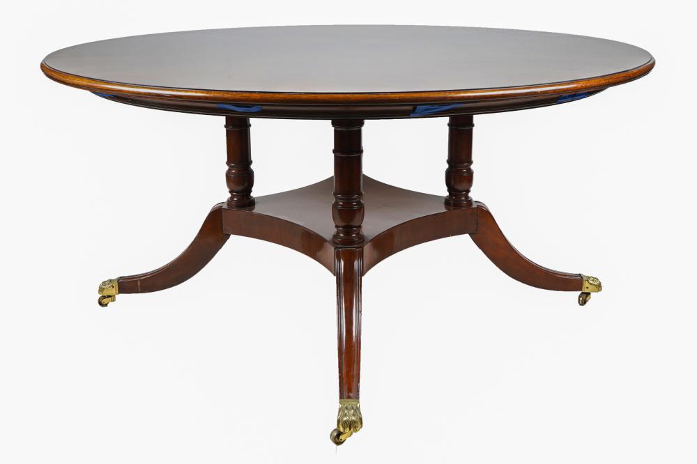 Appraisal: GEORGIAN-STYLE MAHOGANY ROUND TABLE th Century the four splayed legs