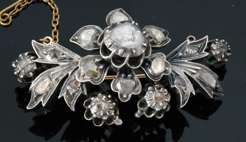 Appraisal: A Georgian diamond brooch Circa The floral and foliate brooch