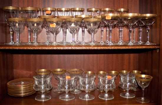 Appraisal: Assorted glassware including gilt rimmed stemware and sherbets Estimate -