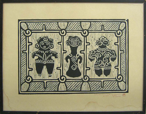 Appraisal: Harold Jacobs American b woodblock x