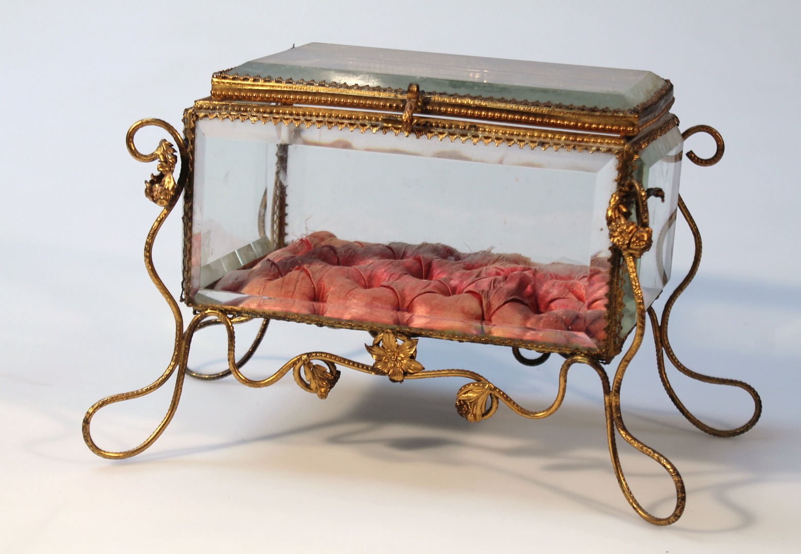 Appraisal: An early thC glass and wirework casket the five sided