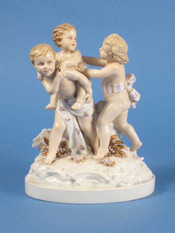 Appraisal: A th Century Continental porcelain Group of three cherubs with