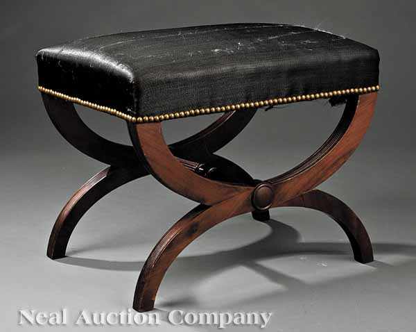 Appraisal: An American Classical Mahogany Curule Stool early th c New