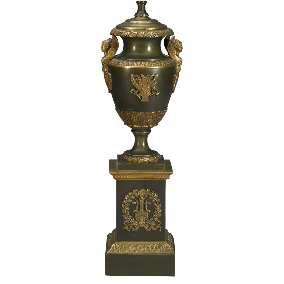 Appraisal: French Neo-Classical Style Ormolu Mounted Bronze Urn Form Table Lamp