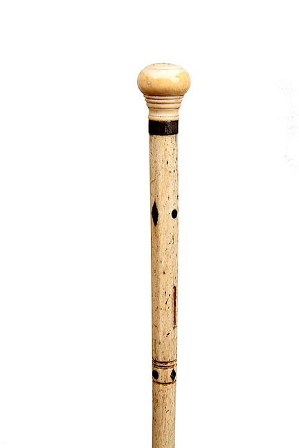 Appraisal: Whalebone and Tooth Scrimshaw Cane- Ca - Exclusive on Bidsquare