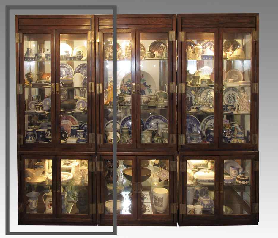 Appraisal: CONTEMPORARY CURIO DISPLAY CABINET part stacking cabinets double doors illuminated