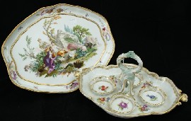 Appraisal: A th century German porcelain tray centrally painted with three