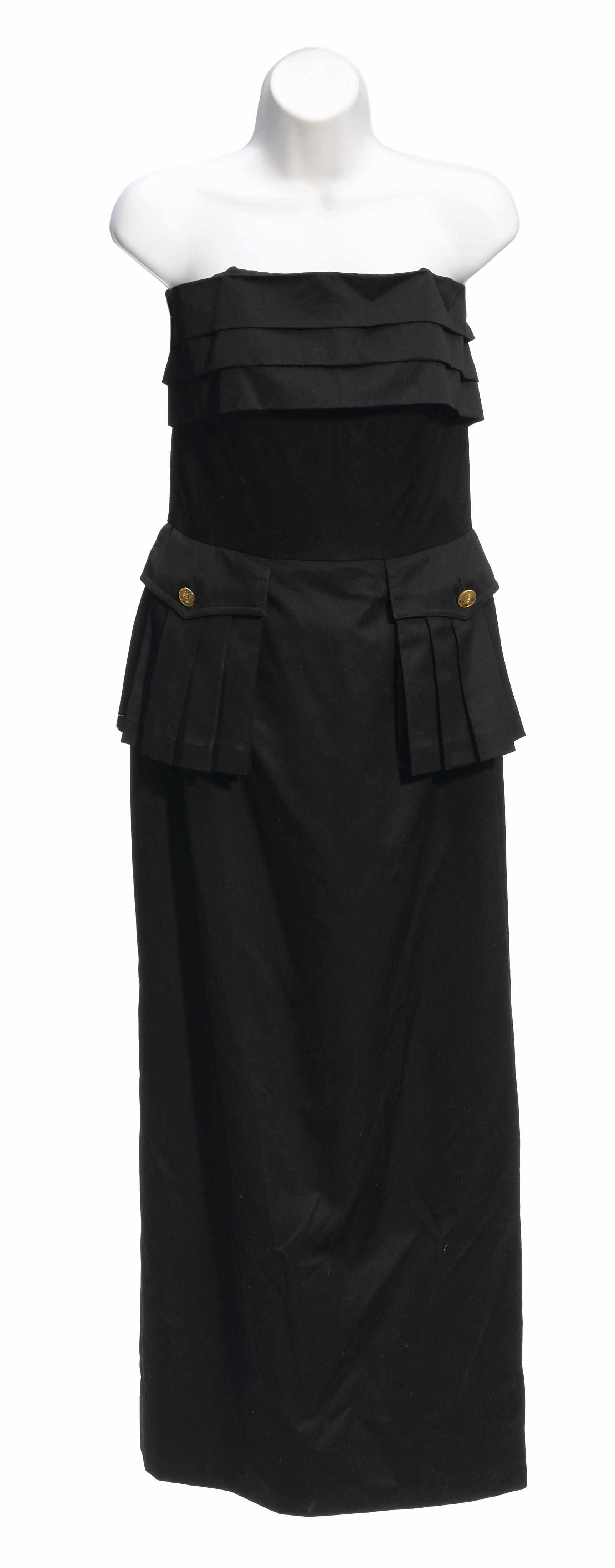 Appraisal: A Chanel black strapless cotton dress with peplum size together